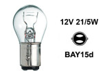 pære med metalfod 12v p21/5w,  bay15d
