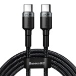 kabel til oplader usb-c - usb-c baseus cafule, qc 3.0, pd 2.0, 100w, 5a, 2m (grå-sort)